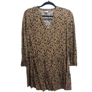 GAP Leopard Print Tiered Swing Dress Women’s Size S Long Sleeve
